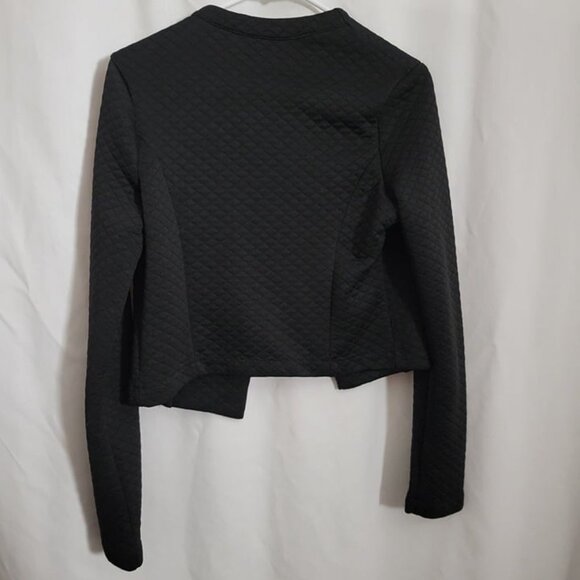 Wet Seal Large Black Blazer Quilted Open faux pockets long sleeves Junior EUC - Picture 2 of 6